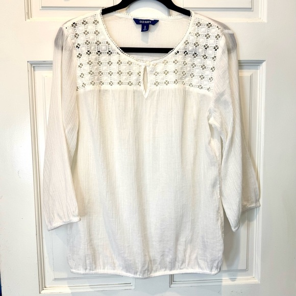 Old Navy | White Cotton Boho Peasant Top Blouse Women’s M - Picture 10 of 12